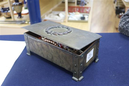 An Arts & Crafts box of mixed costume jewellery